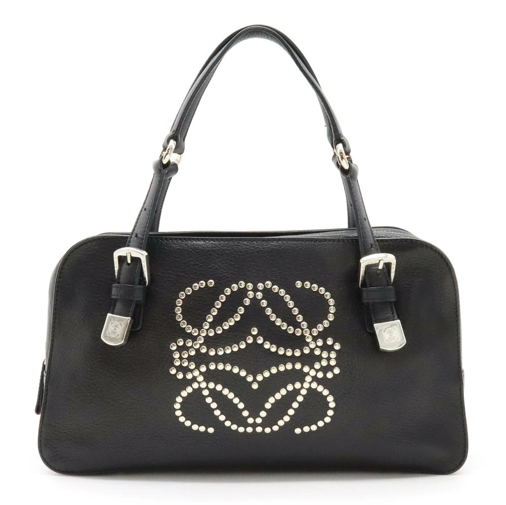 Loewe Anagram Handbag Boston Stud Leather Black